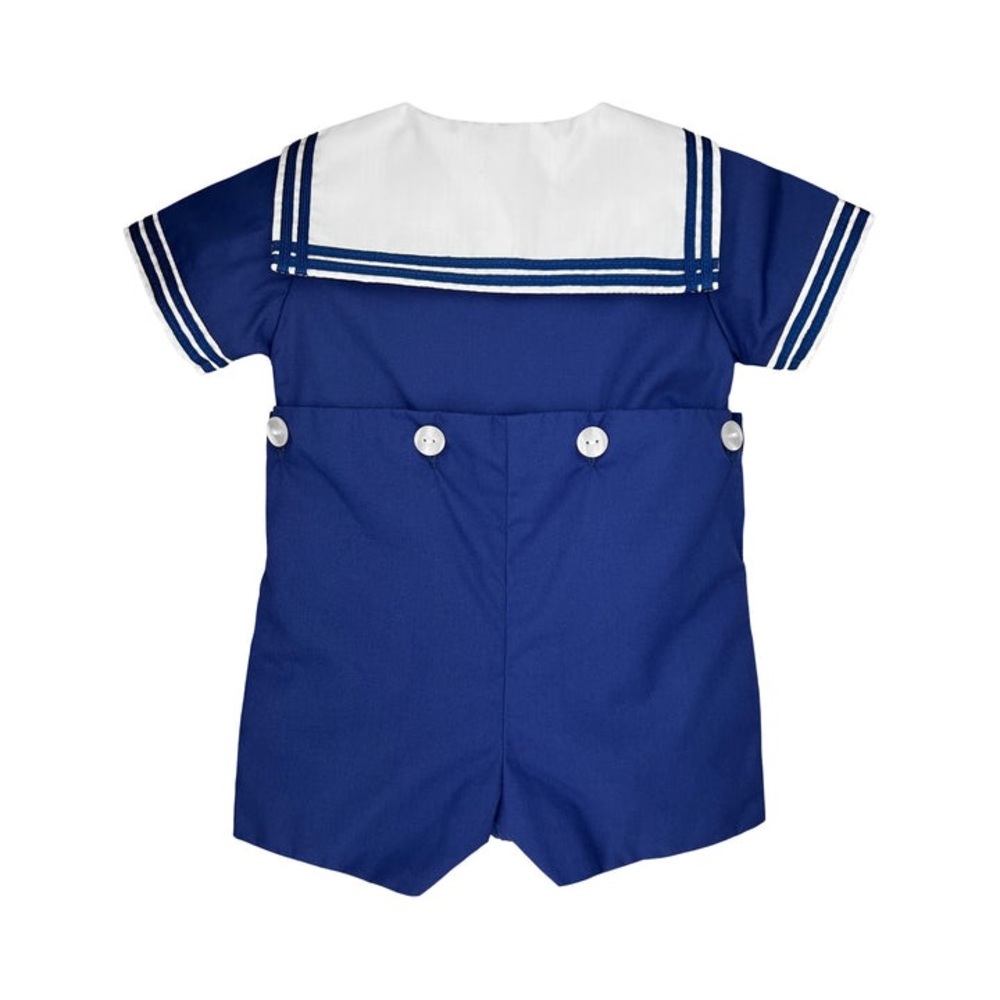 Petit Ami Navy Sailor Romper with Red Tie - Picture 2 of 7